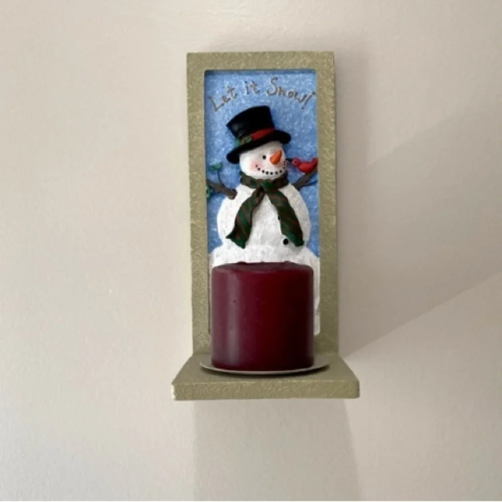 NWOT - Stoneware Let it Snow Free Standing or Hanging Candle Holder
